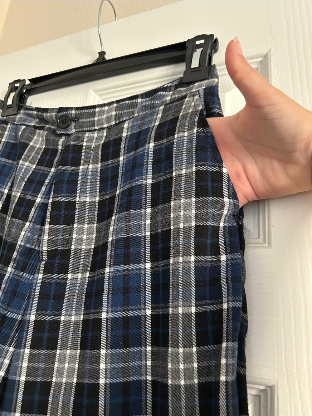 John Galt Brandy Melville Blue Plaid Wide Leg Pants XS Y2K - Picture 4 of 13